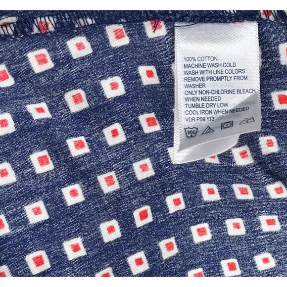 Nautica women’s button up blouse blue white red squares long sleeve cotton M - Picture 5 of 9
